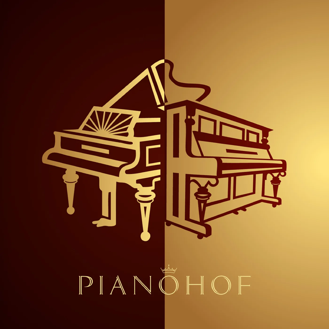 Logo von PIANOHOF mit Klavier und Flügel.
